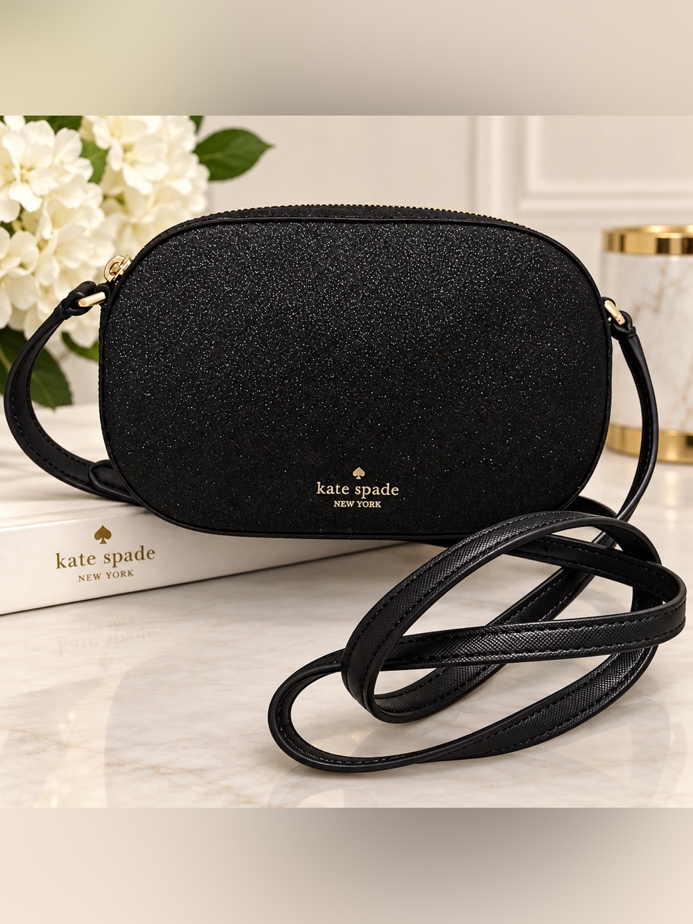 Kate Spade Black Glitter Crossbody Bag